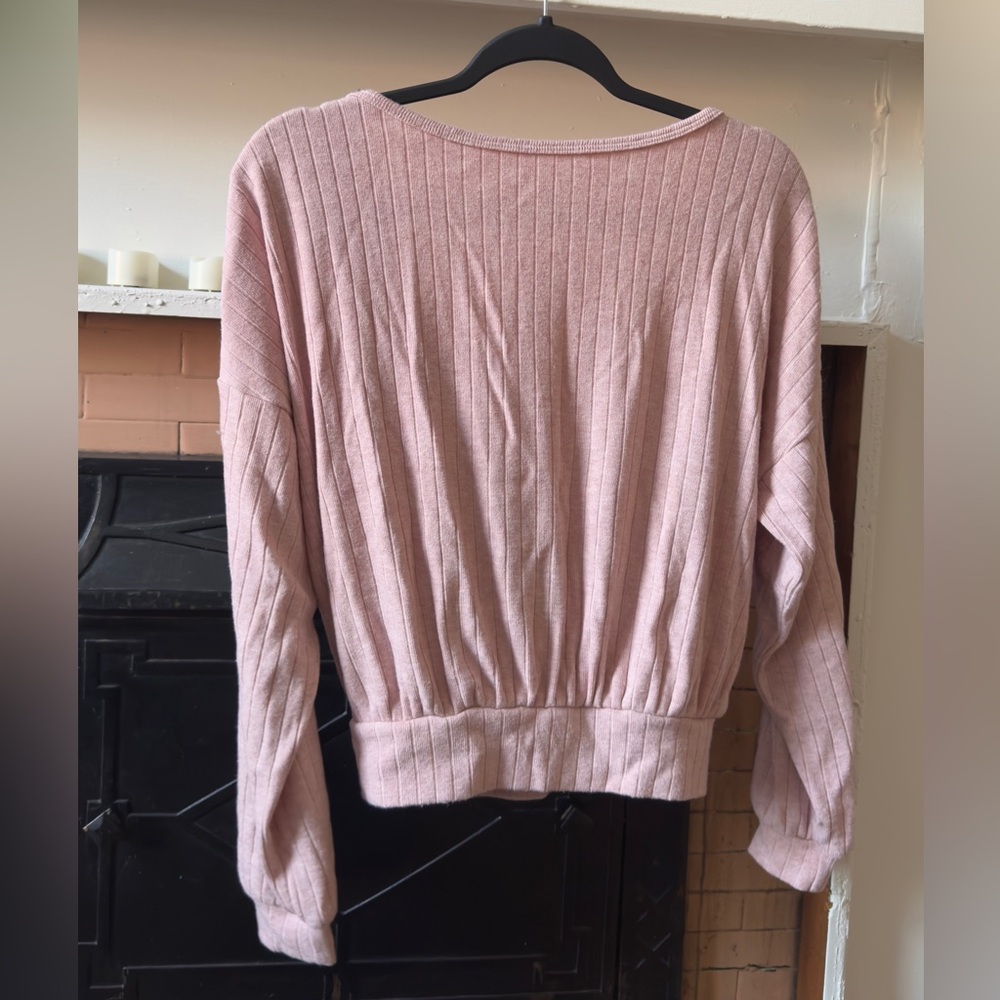 OGL Ribbed Wrap-Style Knit Top - Picture 3 of 4